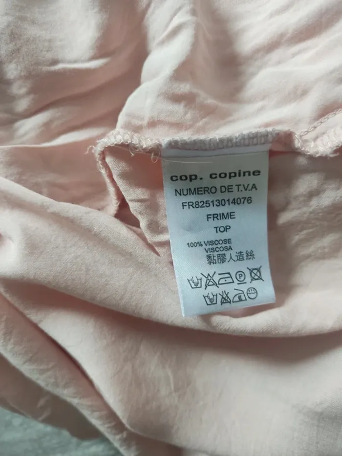 Débardeur rose poudré à bretelles noires taille 42 Cop Copine - photo numéro 9