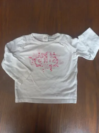 T-shirt blanc "elle" in extenso 12mois 74cm