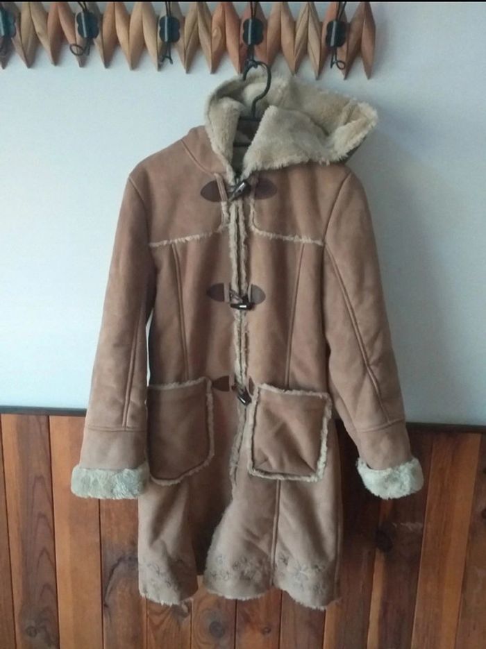 Manteau long fourré marron