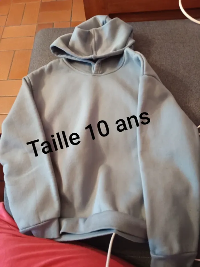 Sweat à capuche gris taille 10 ans