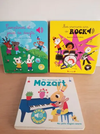 3 livres sonores Rock, Mozart et comptines