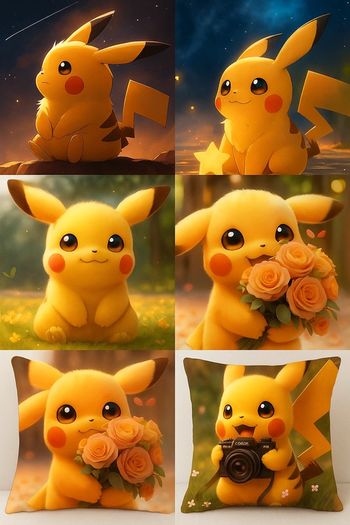 Lot de 6 housses d’oreiller Pikachu 50x50 neuves - Déco mignonne & geek 💛