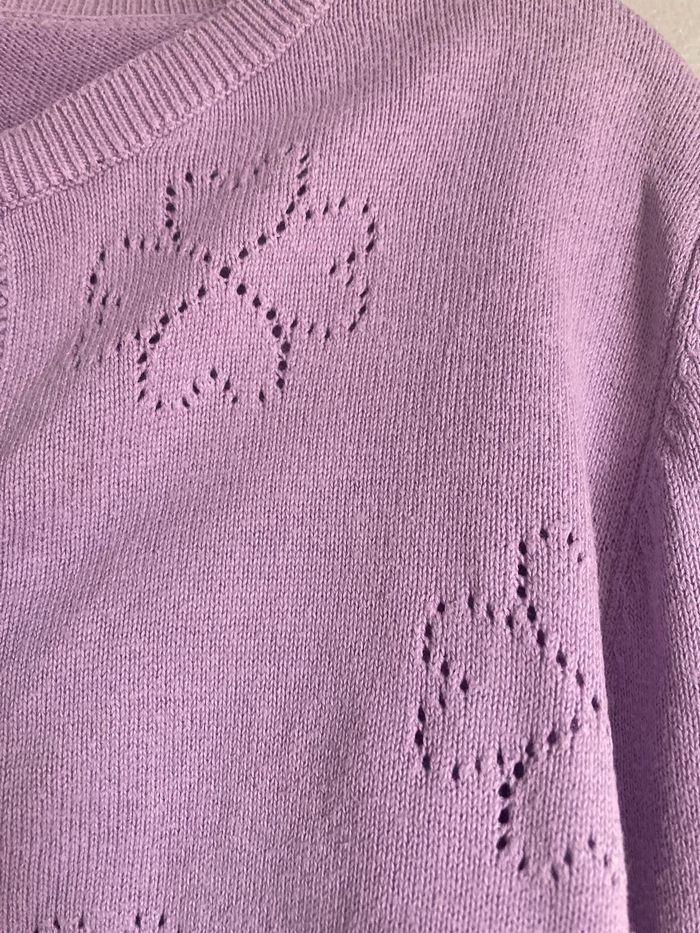 Gilet fille Sergent Major 6 ans mauve trèfle ajouré – très bon état - photo numéro 3