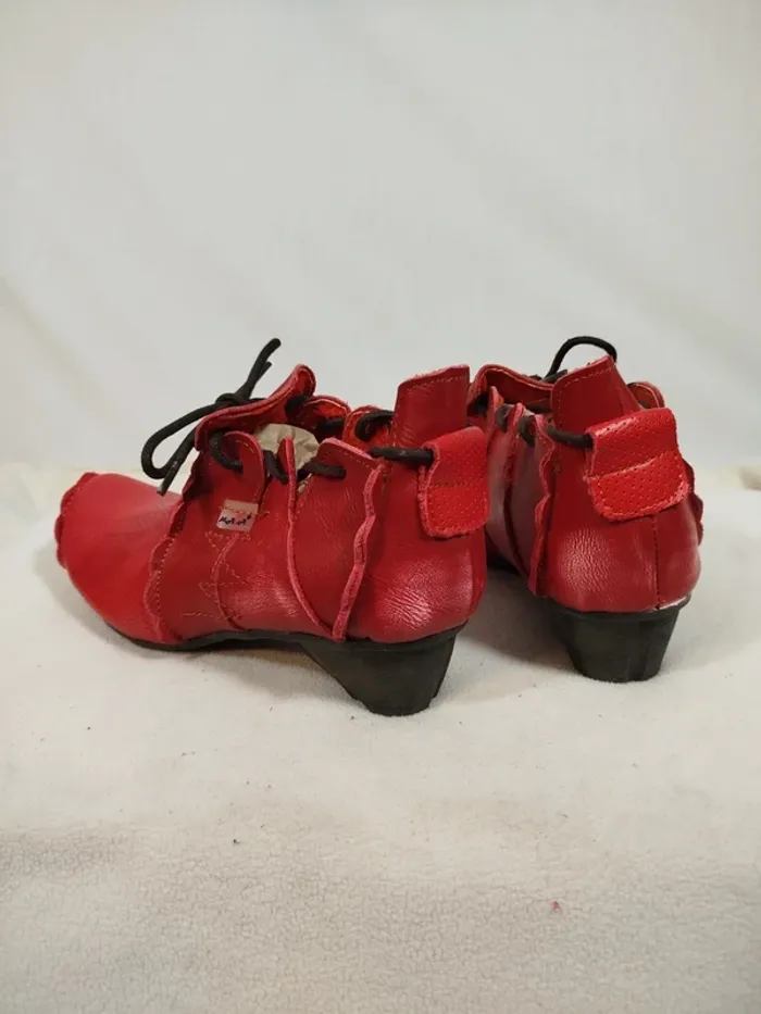 Chaussures femme cuir véritable Maia cuir rouge T 36 vintage - photo numéro 5