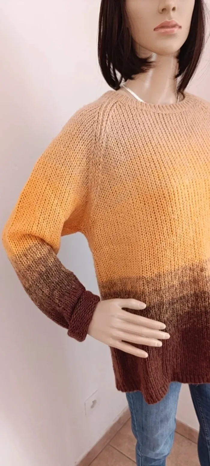 Pull tricoté main automnal taille xl - photo numéro 3