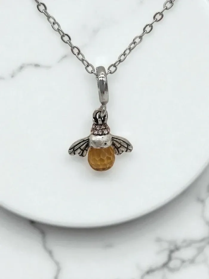 Parure collier + boucles d'oreilles argenté * abeille * - photo numéro 4