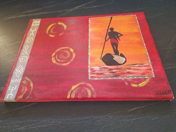 Peinture :l 'homme  sur la barque