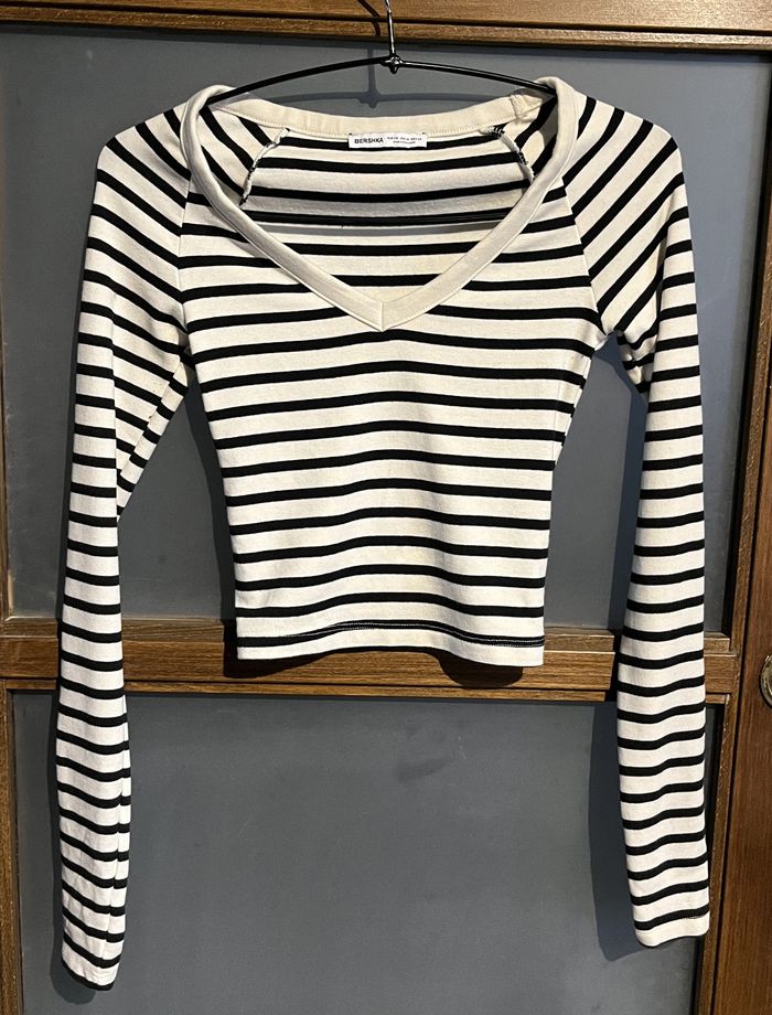 Polo marin manches longues (XS - 34) Bershka