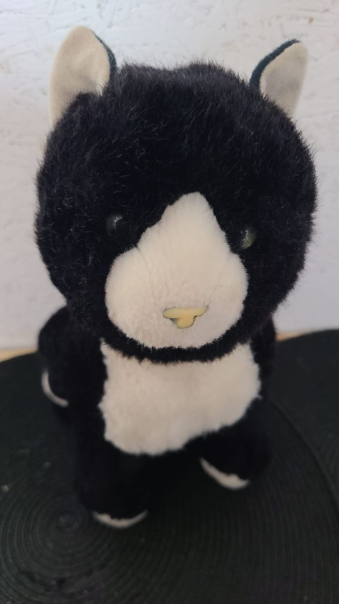 peluche chat noir et blanc marque nounours vintage - photo numéro 4