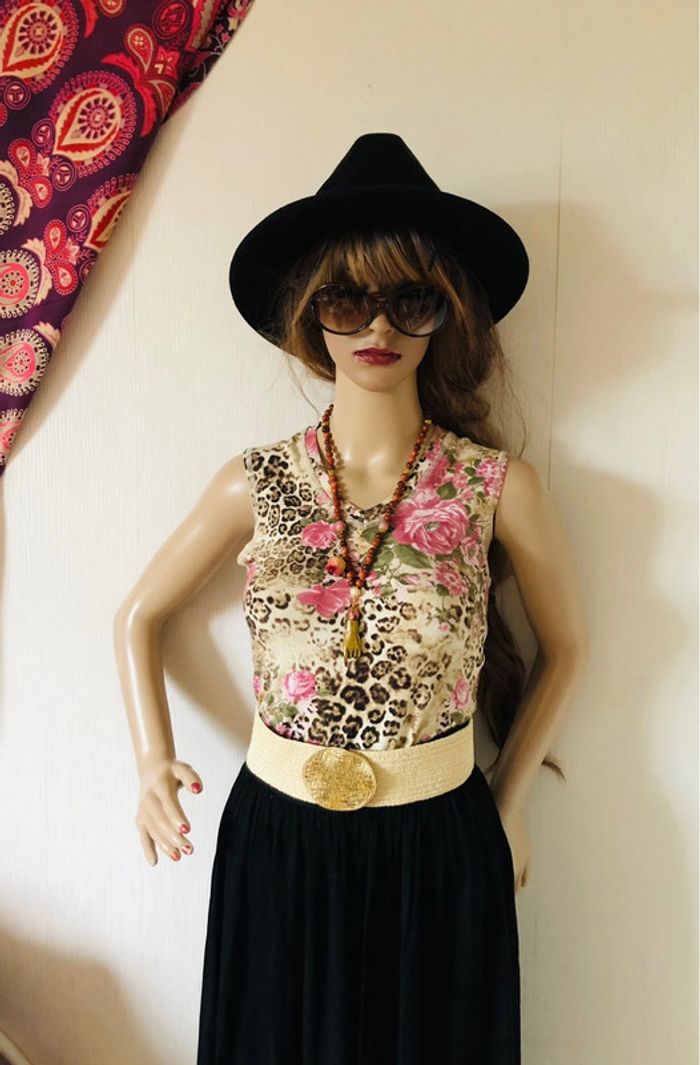 🌸T-shirt sans manches vintage 2000 Y2K roses léopard cottagecore whimsigoth fairy  t-shirt🌸 - photo numéro 2