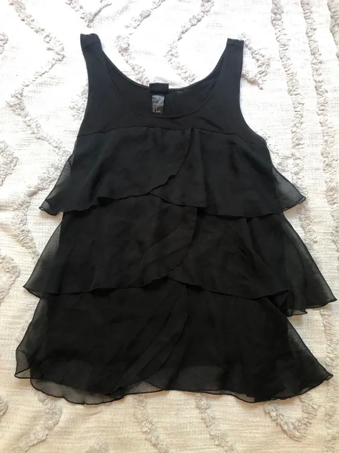 T-shirt à volants noir taille 36