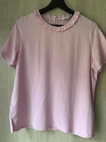 Blouse Balzac rose poudré col volanté - T38