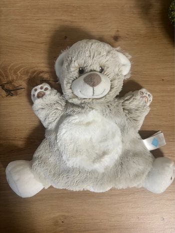 Doudou marionnette ours beige chine blanc tex baby