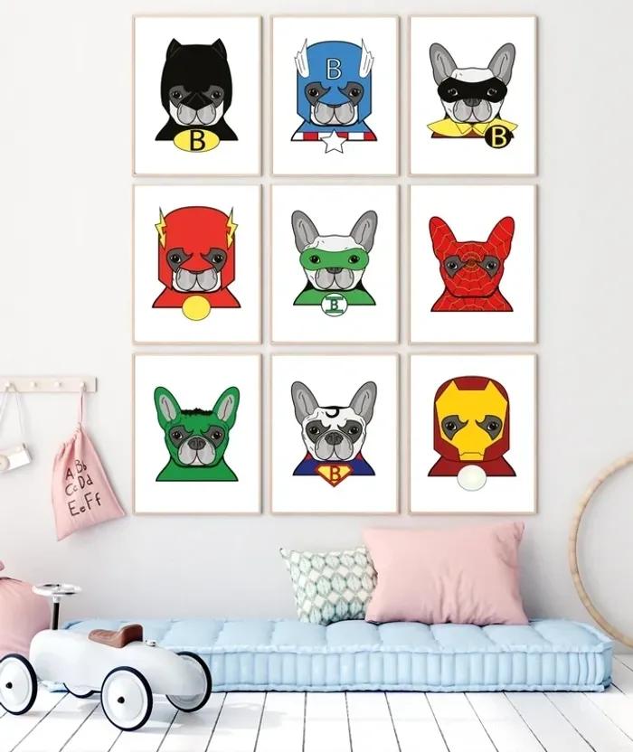 Affiches “Bulldogs Super-Héros” pour chambre enfant - photo numéro 3