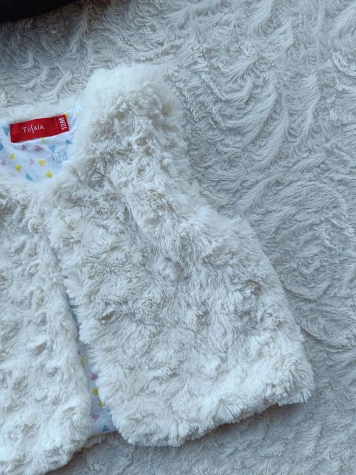 Boléro sans manche cardigan Fille 12 mois fourrure Tissaia - photo numéro 4