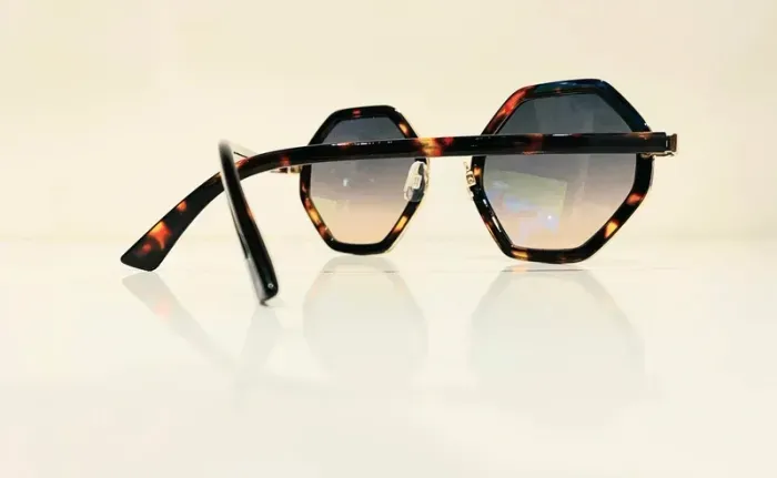 Lunette de soleil mixte hexagonale marron léopard verres dégradés uvprotection catégorie 2 - photo numéro 8