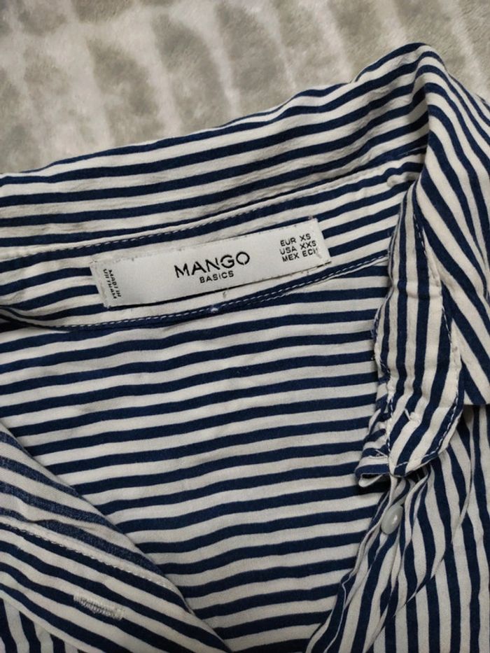 Chemise manches longues rayures bleu blanc style marinière Mango taille XS 34 - photo numéro 2