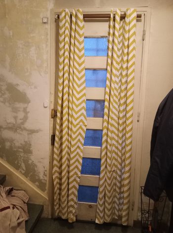 2 Rideaux à chevrons crème/vert anis , 139x240 cm