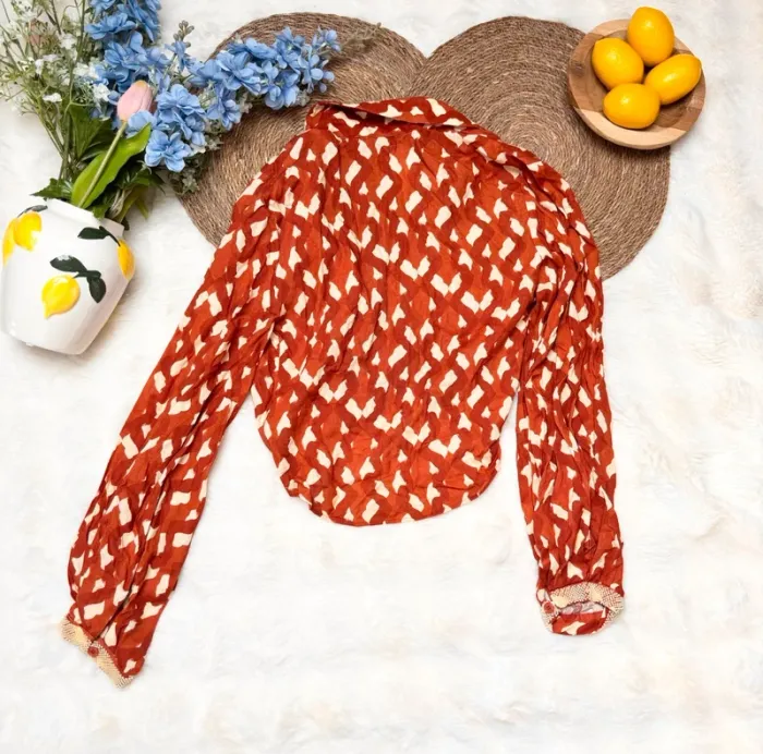 Top Zara orange à motifs taille S - photo numéro 5