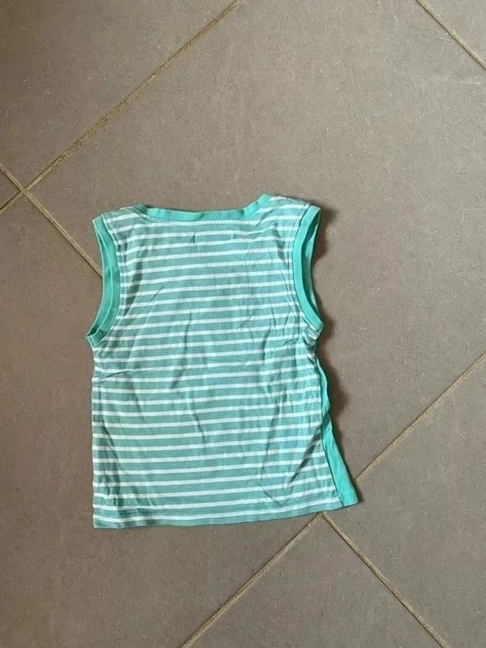 T-shirt sans manches / Débardeur - Mes petits cailloux - Vert clair, blanc & Gris - 18 mois - photo numéro 3