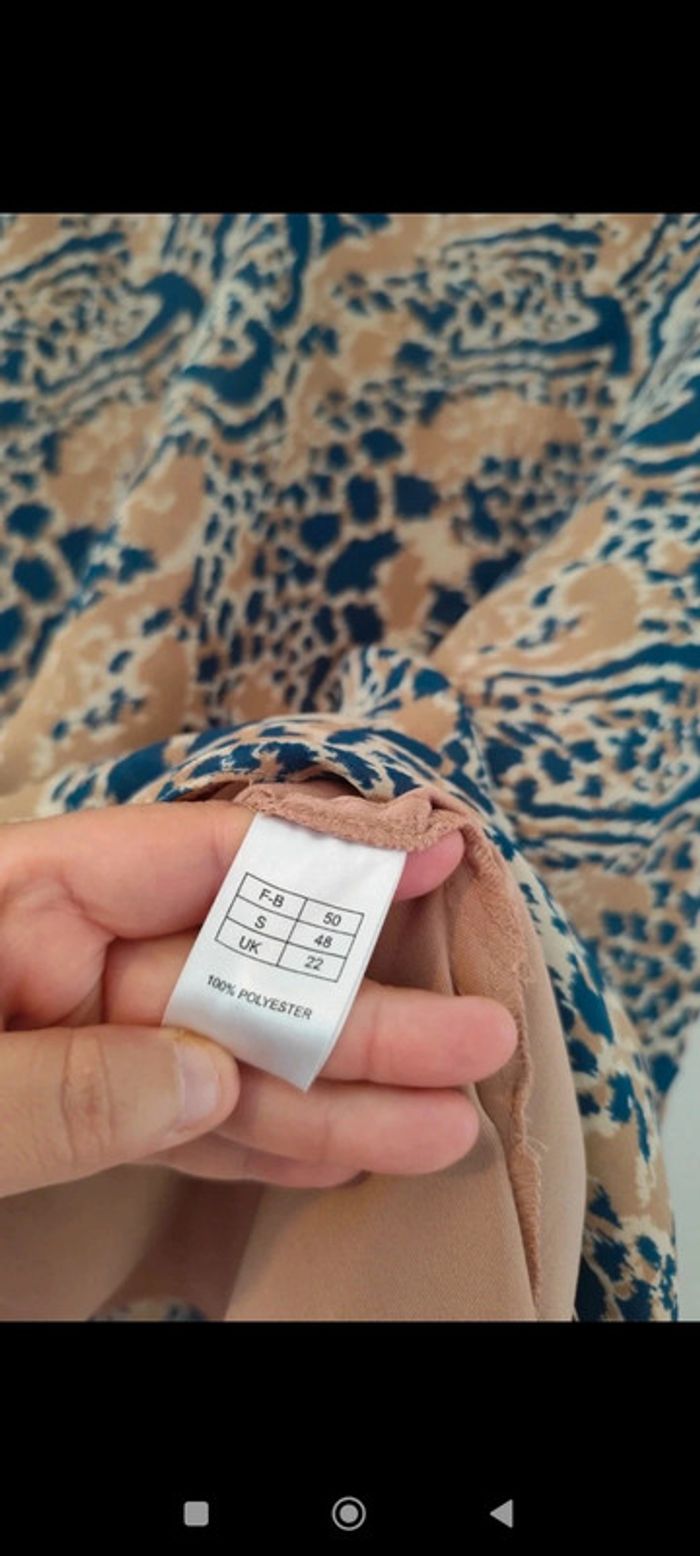 Blouse à motifs imprimés beige et bleu taille 50 Daxon - photo numéro 7