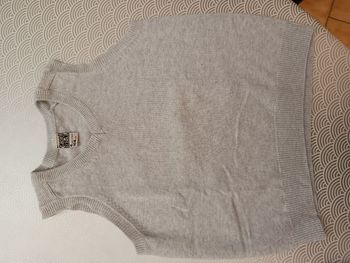 Pull sans manche gris chiné
