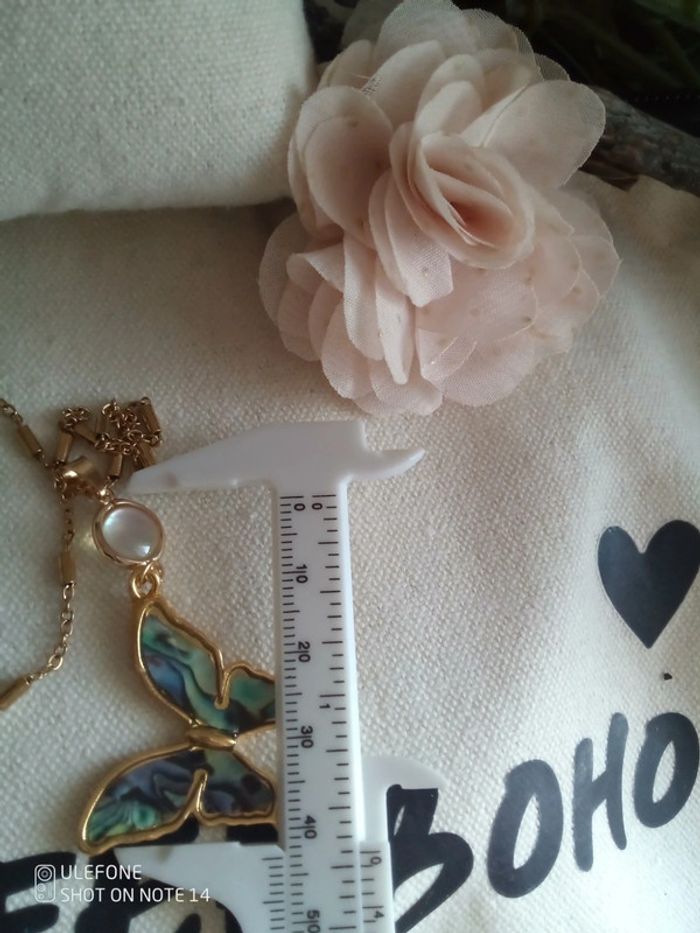 Collier papillon abalone + carte - photo numéro 4