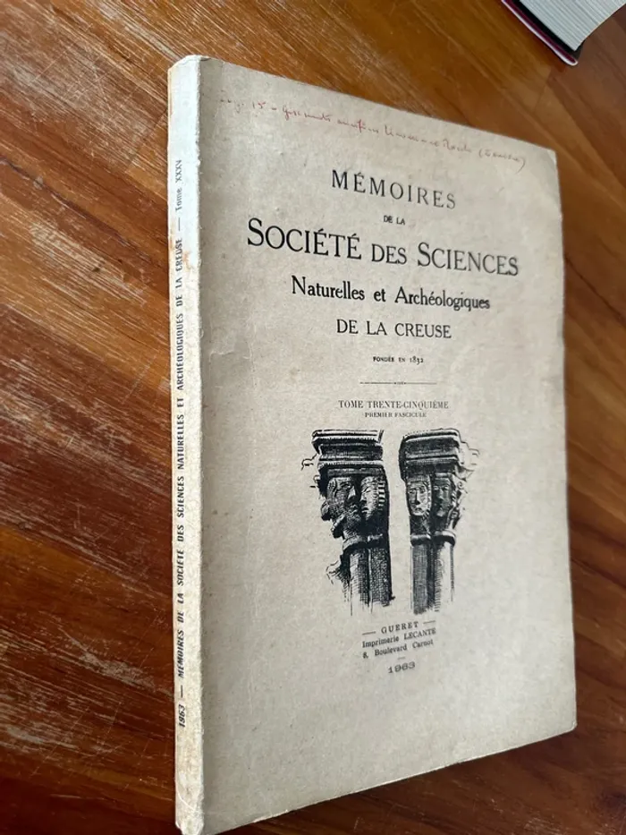 Livre mémoire de la société des Sciences naturelles et archéologique de la Creuse - photo numéro 2