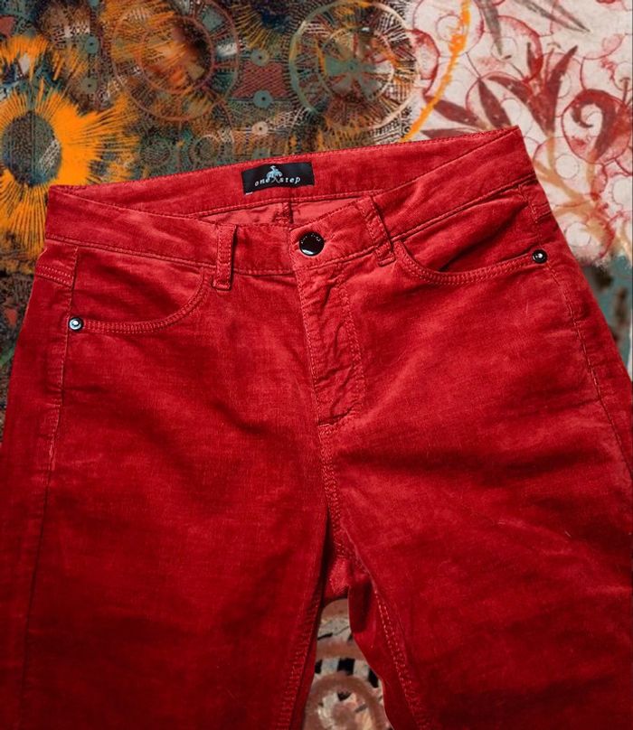 🧡Pantalon skinny velours couleur rouille One Step rust-colored velvet pants🍁