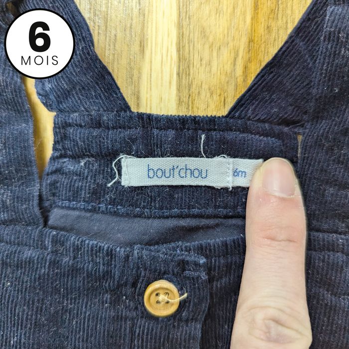 Salopette short en velours côtelé bleu marine - bébé 6 mois - photo numéro 3