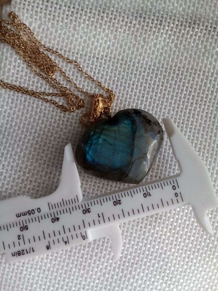 Collier coeur de labradorite naturelle - photo numéro 5