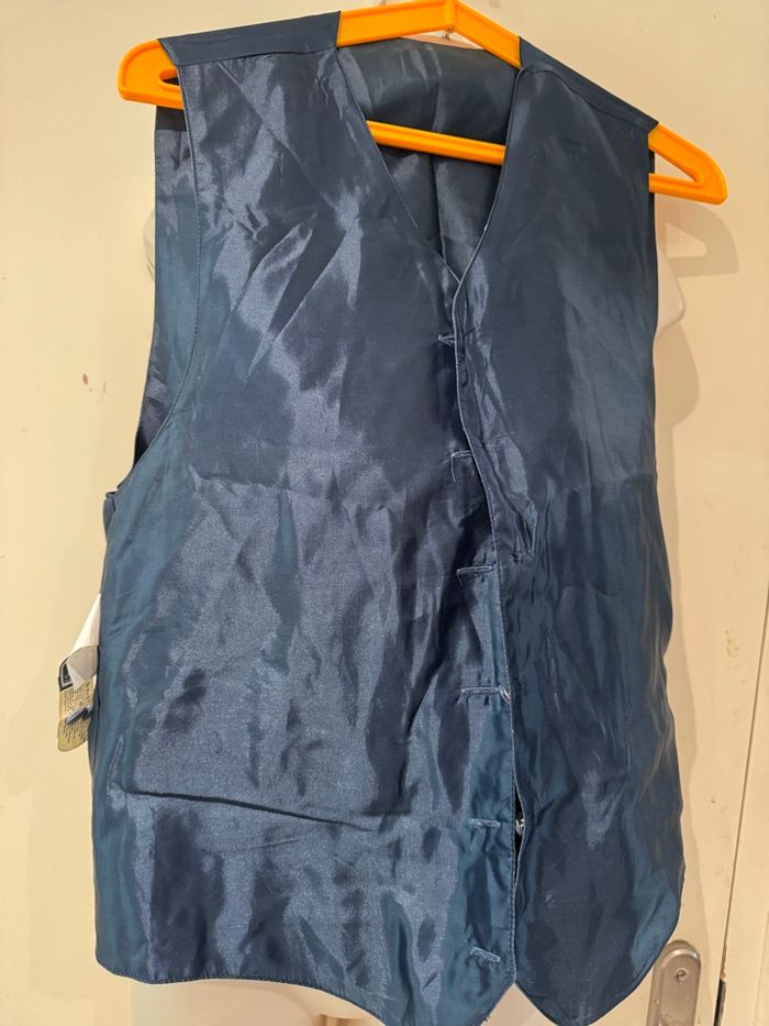 Spencer gilet de costume,, soie taille S bleu, blanc - photo numéro 7