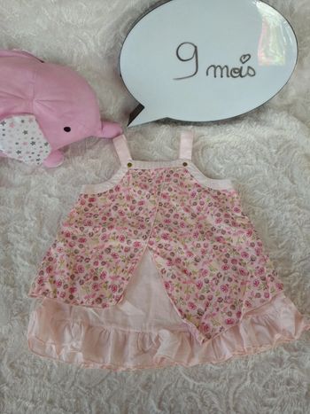 Robe été à bretelles Fille 9 mois Kitchoun 100% coton