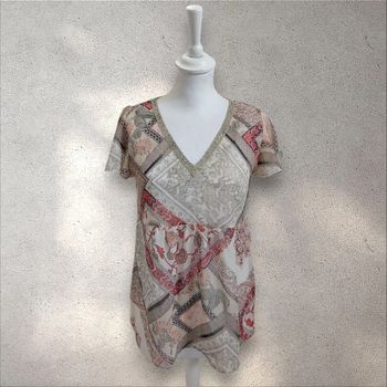 Blouse fluide imprimée manches courtes taille 36