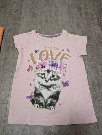 T-shirt bébé fille 2/3 ans chat comme NEUF