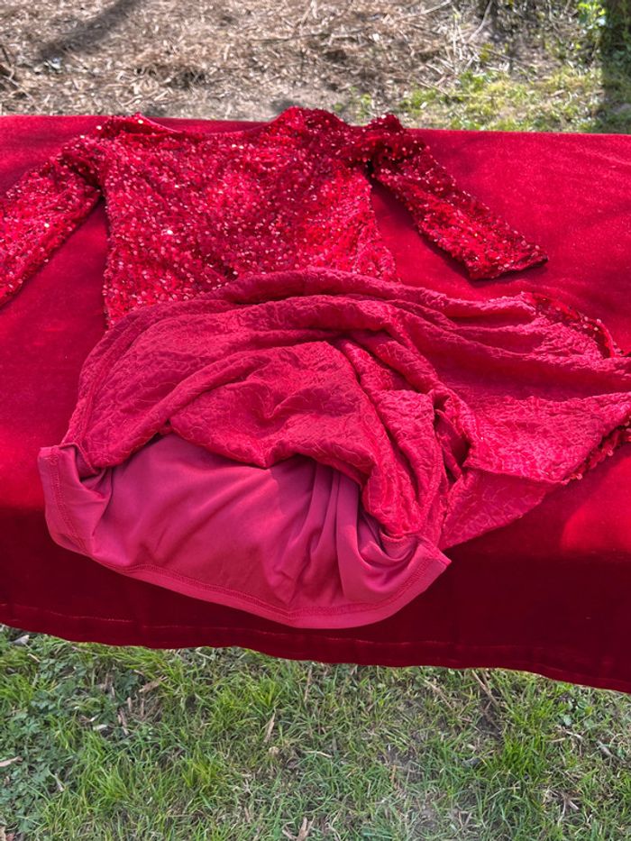 Robe longue soirée rouge paillette T S T 34/36 - photo numéro 4