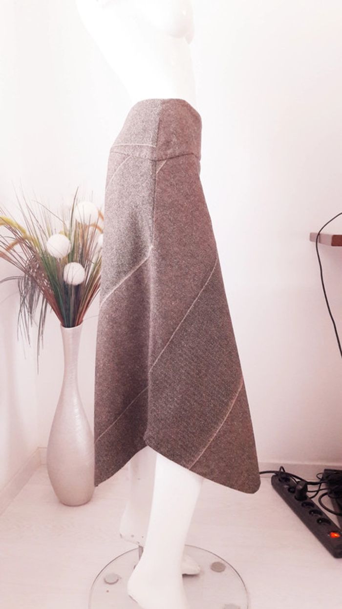 Jupe asymétrique marron chiné - photo numéro 4