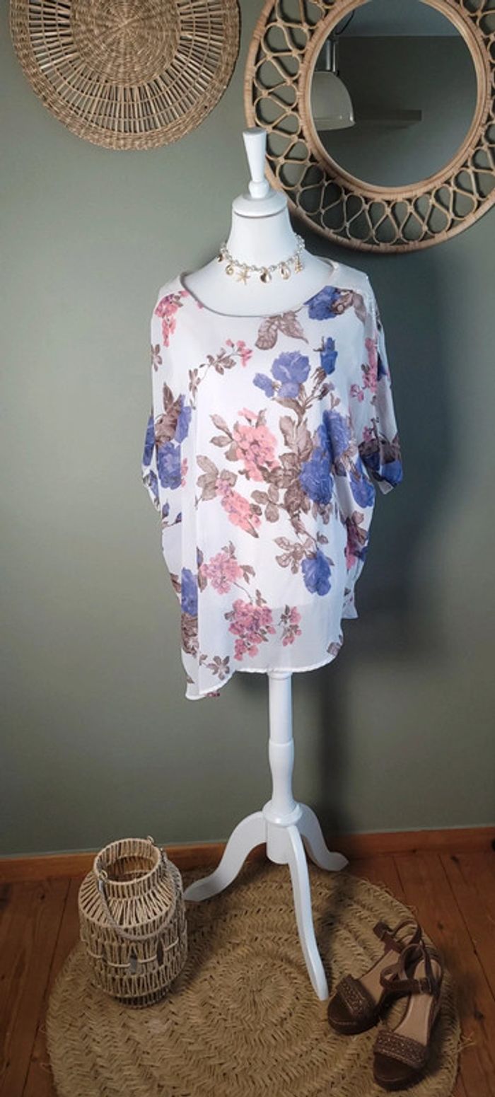 Jolie blouse légère fleurie Paprika Taille L