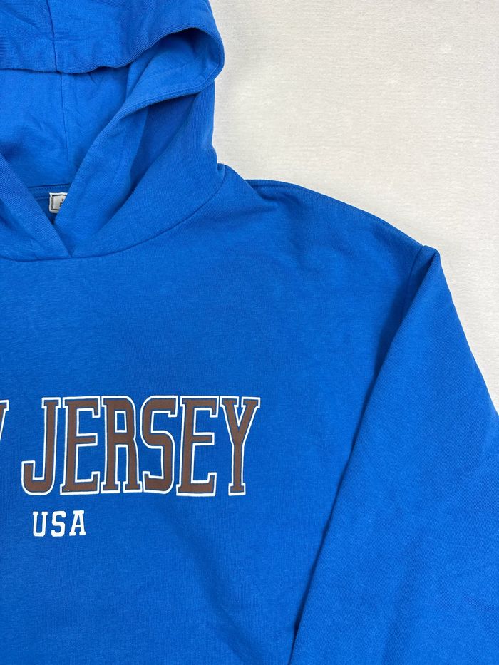 Hoodie Pull Pimkie bleu femme taille L sweat a capuche New Jersey USA 00125 - photo numéro 2