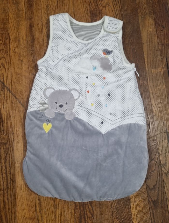 gigoteuse gris et blanc à pois mots d'enfants taille 0/6 mois