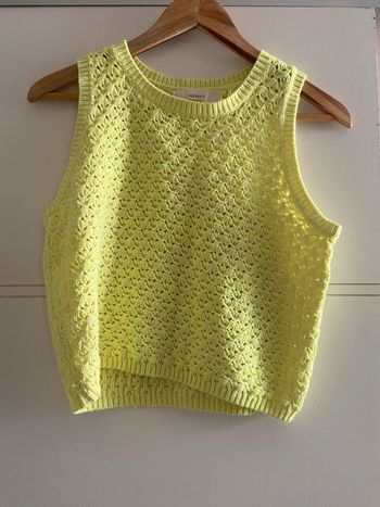 Crop top en maille jaune vert fluo
