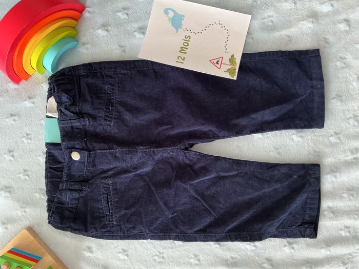 pantalon en velours marine u tout petits 12 mois taille réglable - photo numéro 3