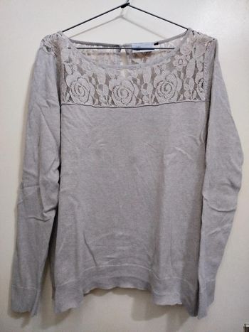 Pull col dentelle ample boutons dans le dos taille L femme hiver