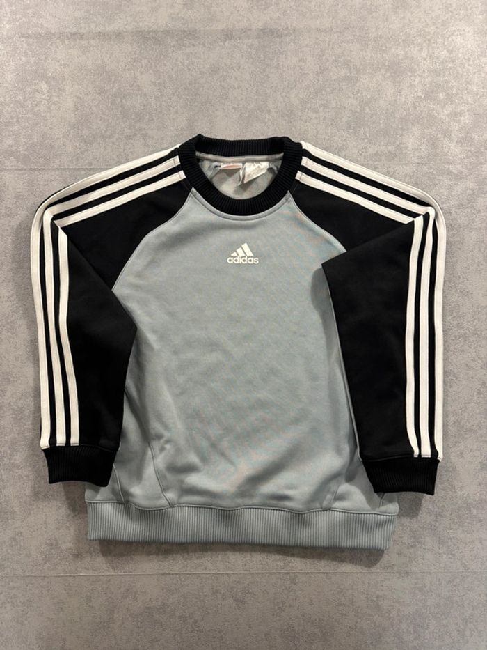 Pull Vintage Adidas 10 ans bleu et noir