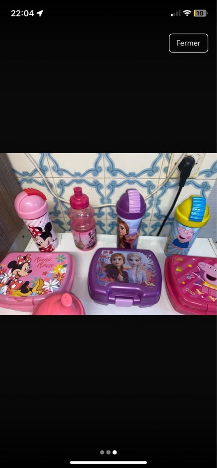 Lots boîte à goûter gourde