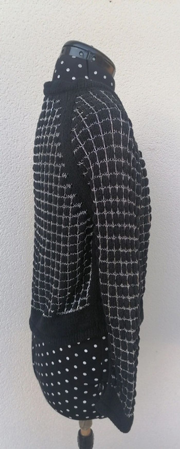 Veste / cardigan noir argenté ajouré Taille M Cop Copine - photo numéro 4