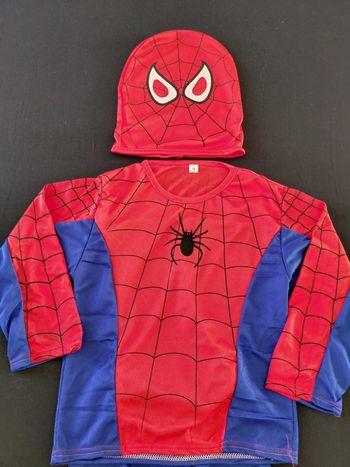 Déguisement spiderman bleu et rouge + cagoule Taille 3-6ans