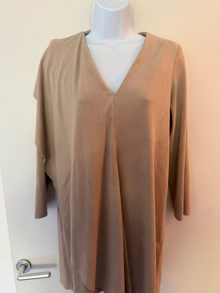 Robe tunique effet daim beige Zara - photo numéro 2