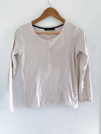 Haut à broderie pyjama beige Kiabi