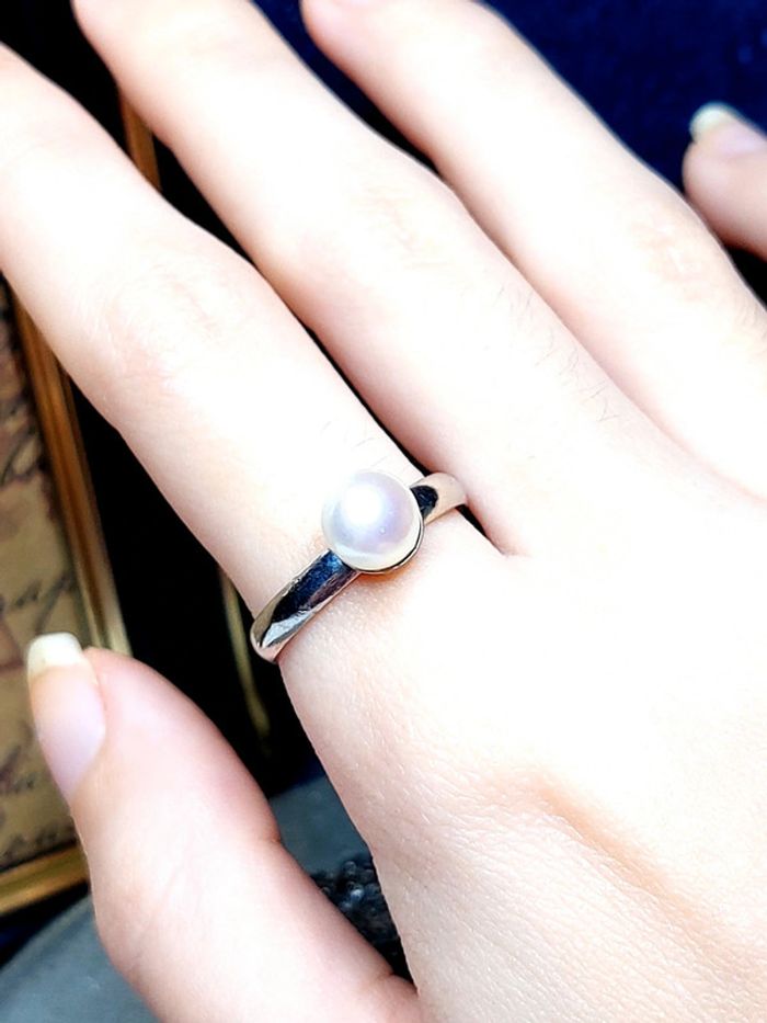 Magnifique bague vintage Yves rocher ajustable perle nacrée - photo numéro 3